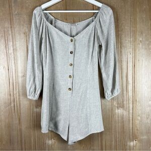 Linen Long Sleeve Romper